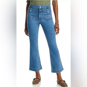 Veronica Beard Carson Ankle Flare High Rise Jeans in Bright Blue size 30